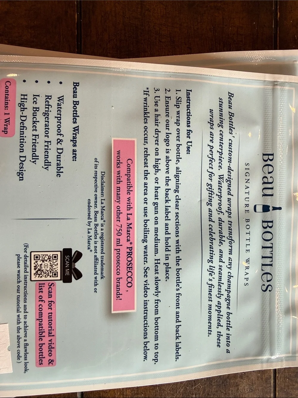 Beau Bottles packs containing